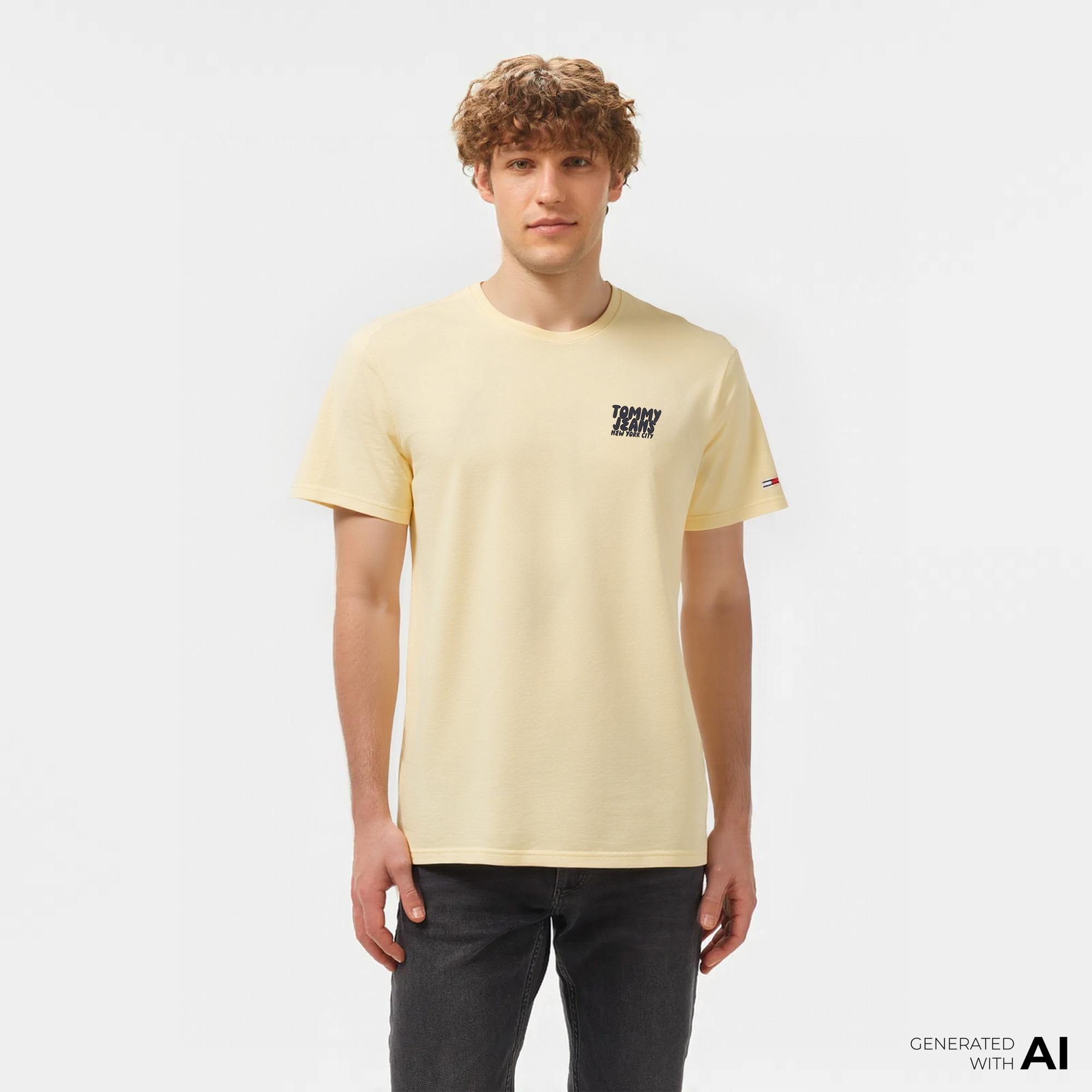 Tommy Jeans Slim Bubble Print Ext Erkek Sarı T-Shirt