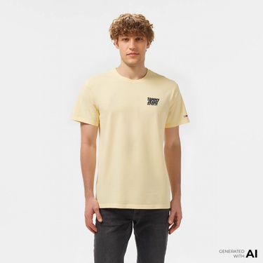  Tommy Jeans Slim Bubble Print Ext Erkek Sarı T-Shirt