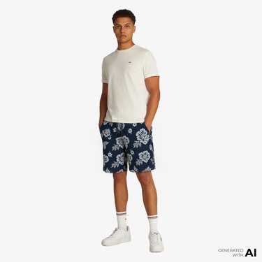  Tommy Jeans Slub Aop Beach Ext Erkek Lacivert Şort
