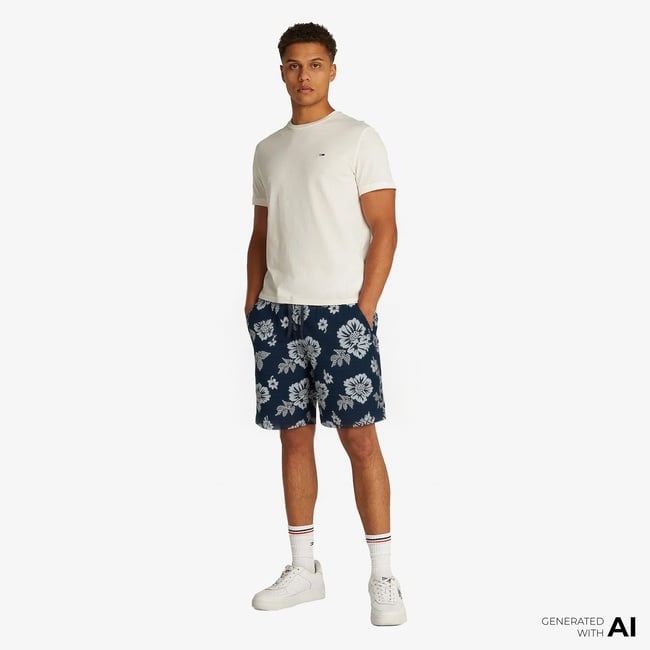  Tommy Jeans Slub Aop Beach Ext Erkek Lacivert Şort