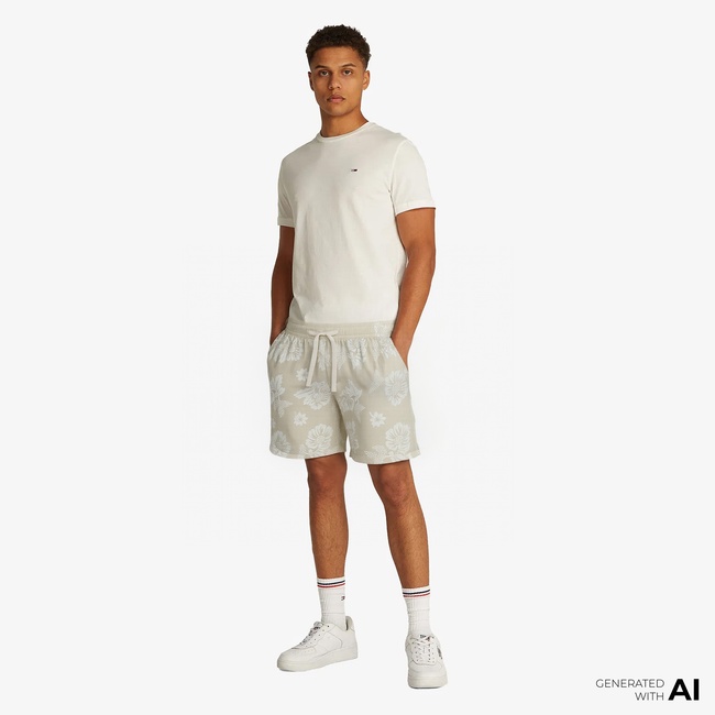  Tommy Jeans Slub Aop Beach Ext Erkek Bej Şort