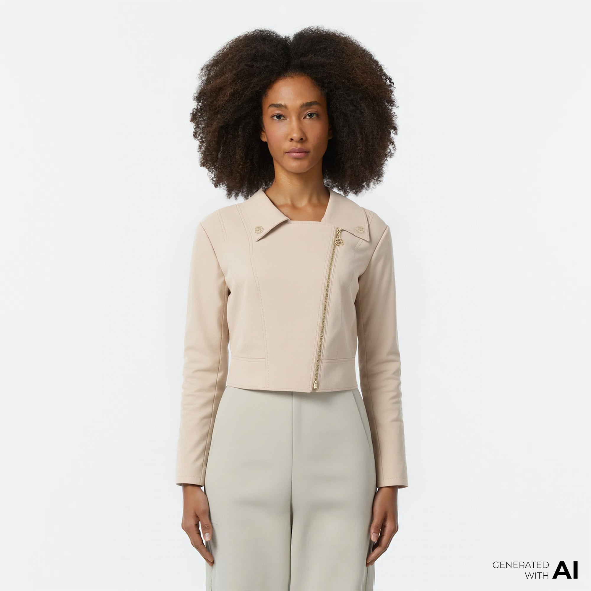  Guess Clemence Pu Leatherzy Matt Faux Leather Kadın Krem Ceket