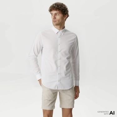  Guess Ls Basic Shirtmpact Popeline 106 Erkek Beyaz Gömlek