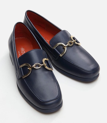  Kadın Deri Lacivert Loafer