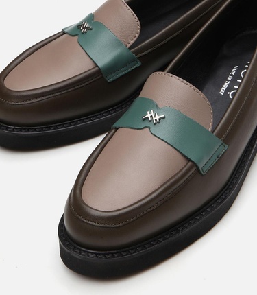  Kadın Deri Haki Loafer