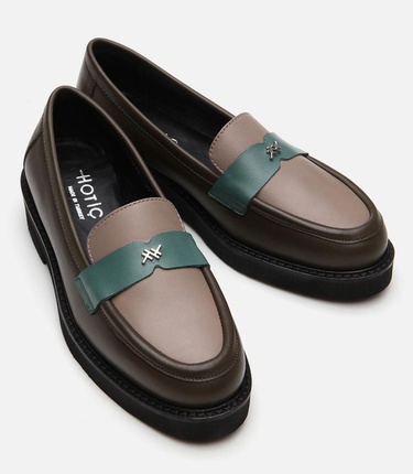  Kadın Deri Haki Loafer