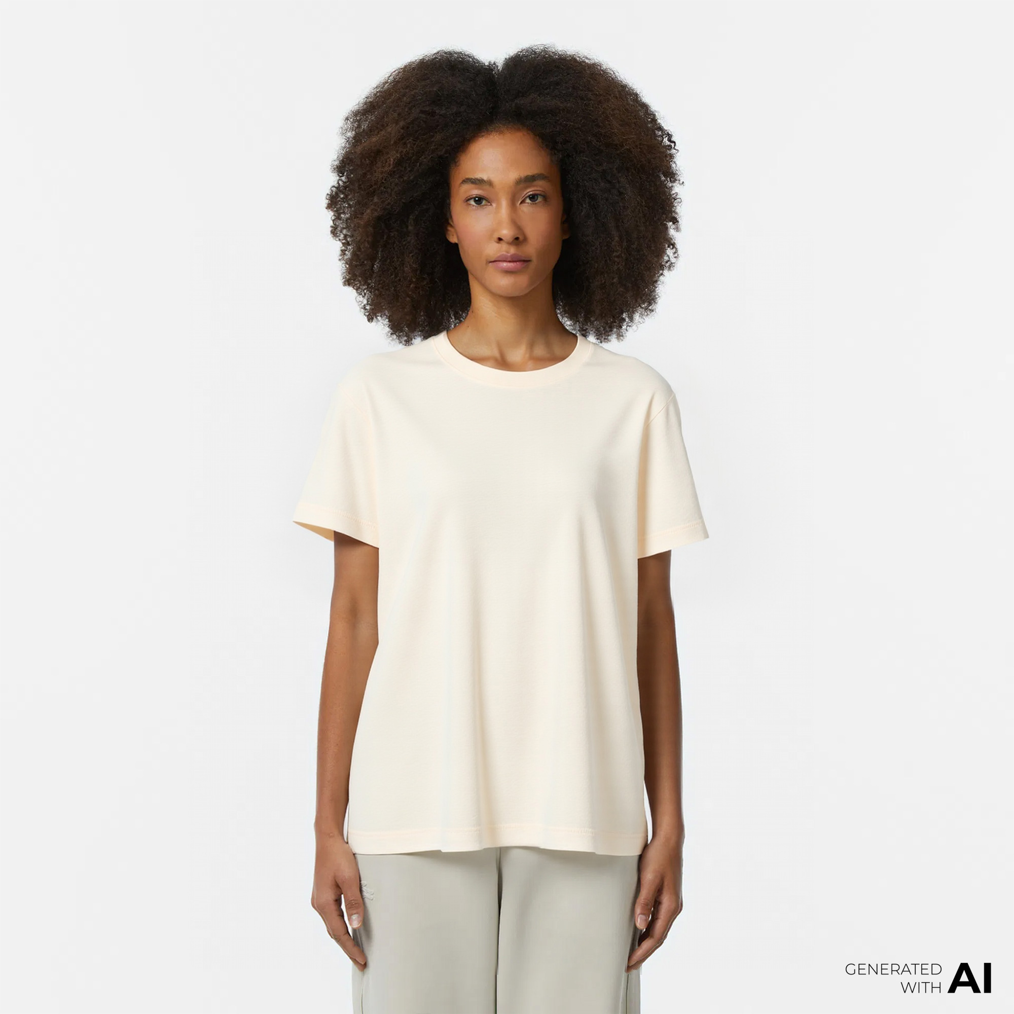  Lacoste Print Kadın Bej T-Shirt