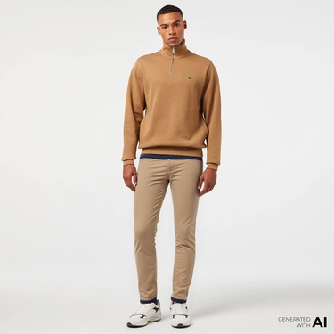  Lacoste Erkek Slim Fit Bej Jean Pantolon