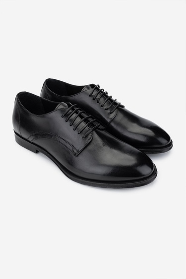  Valmenti Erkek Hakiki Deri Siyah Klasik Ayakkabı