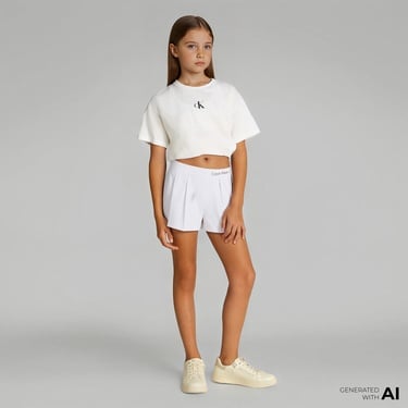  Calvin Klein Knits Punto Çocuk Beyaz Şort Etek
