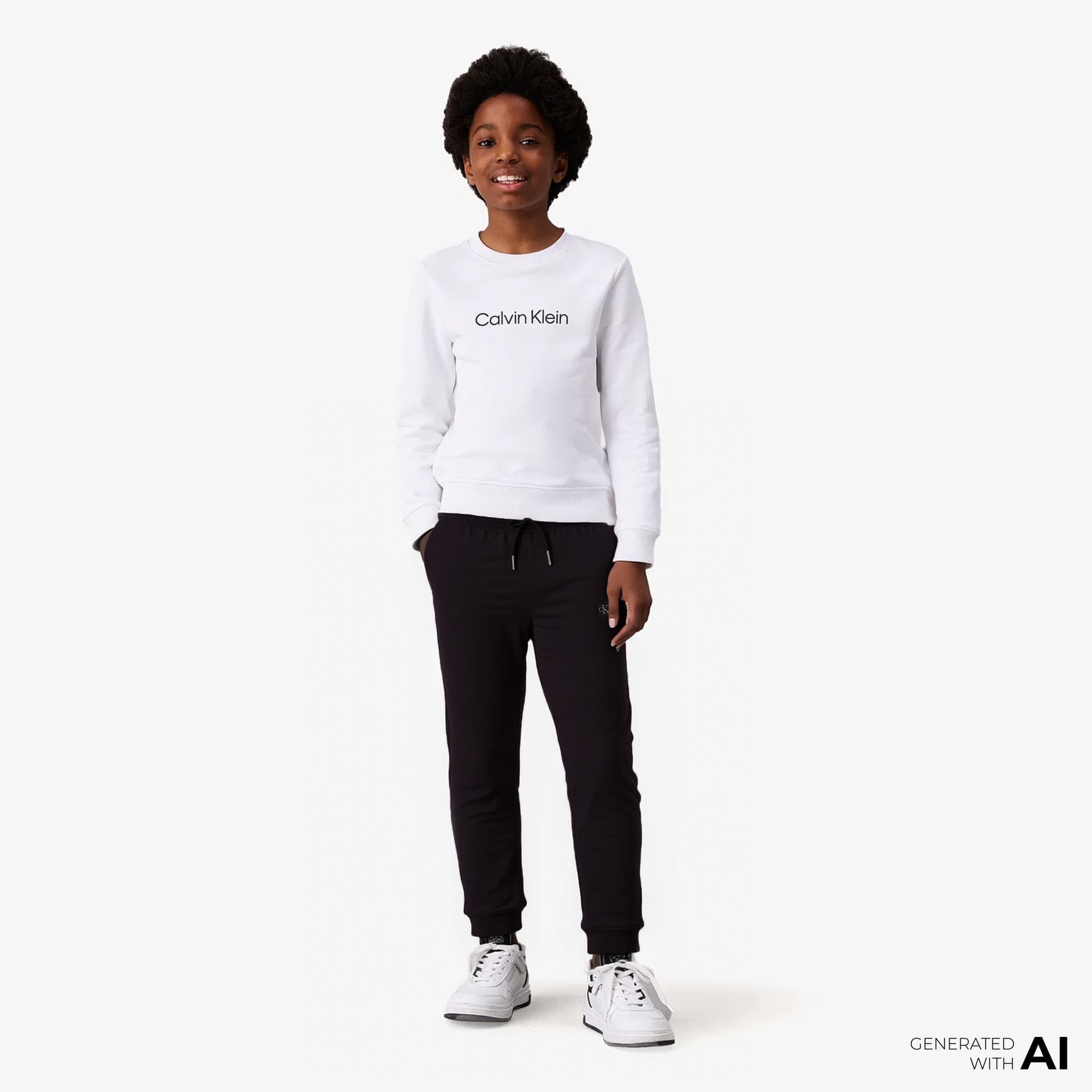 Calvin Klein Monogram Mini Badge Çocuk Siyah Eşofman Altı