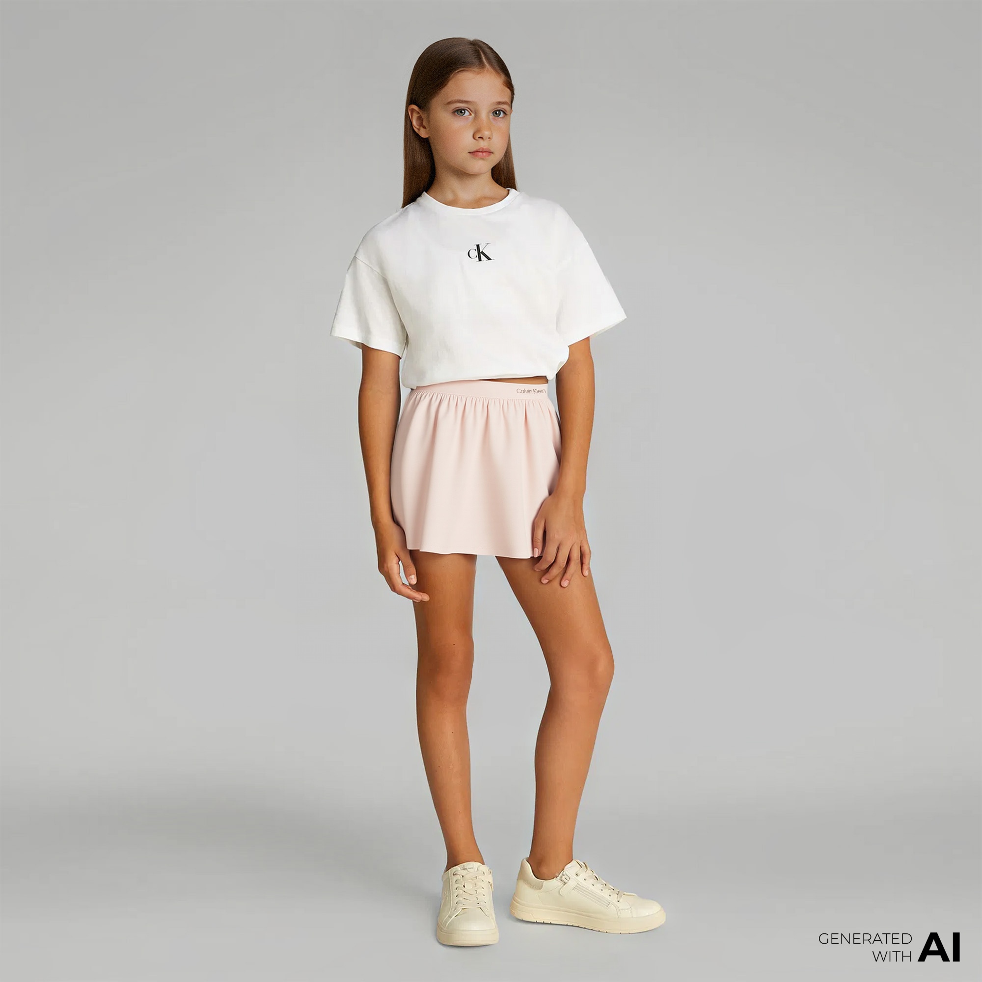 Calvin Klein Punto Logo Flare Çocuk Pembe Etek