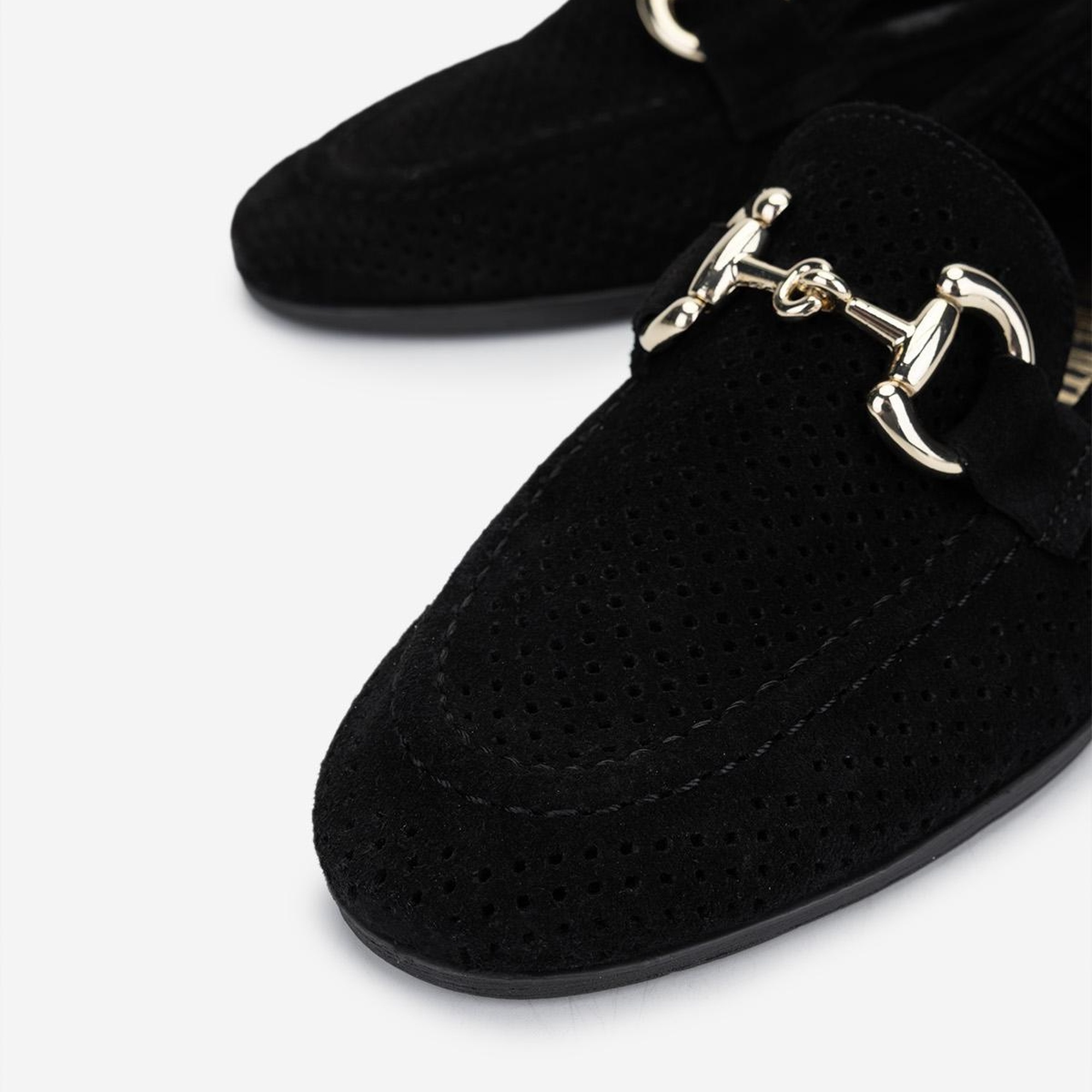 Valmenti Kadın Hakiki Deri Siyah Süet Loafer Ayakkabı