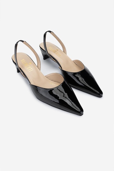  Valmenti Kadın Siyah Rugan Topuklu Ayakkabı