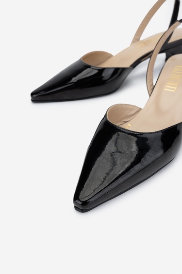  Valmenti Kadın Siyah Rugan Topuklu Ayakkabı