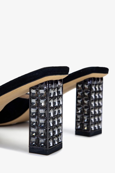  Valmenti Kadın Siyah Süet Topuklu Terlik