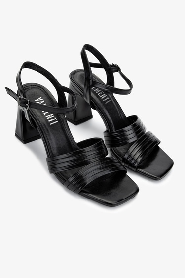  Valmenti Kadın Vegan Siyah Topuklu Ayakkabı
