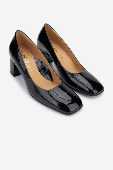  Valmenti Kadın Hakiki Deri Siyah Topuklu Ayakkabı