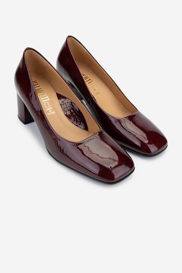  Valmenti Kadın Hakiki Deri Bordo Topuklu Ayakkabı