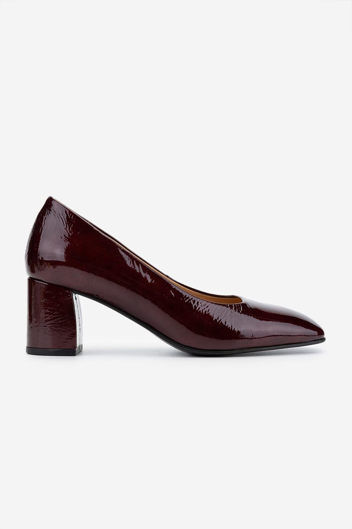  Valmenti Kadın Hakiki Deri Bordo Topuklu Ayakkabı