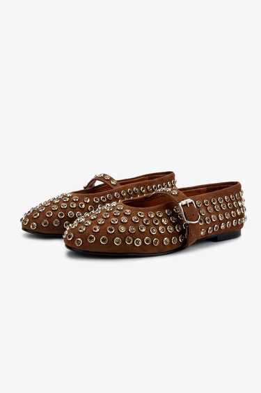  Valmenti Kadın Hakiki Deri Taba Süet Babet Ayakkabı