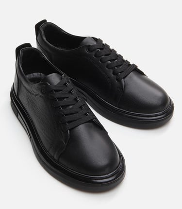  Kadın Deri Siyah Spor Ayakkabı