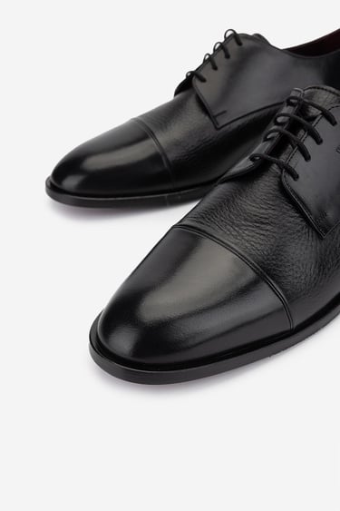  Valmenti Erkek Hakiki Deri Siyah Klasik Ayakkabı