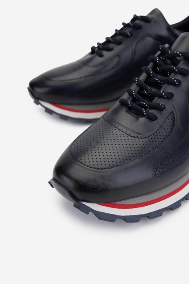  Valmenti Erkek Hakiki Deri Lacivert Sneakers & Spor Ayakkabı