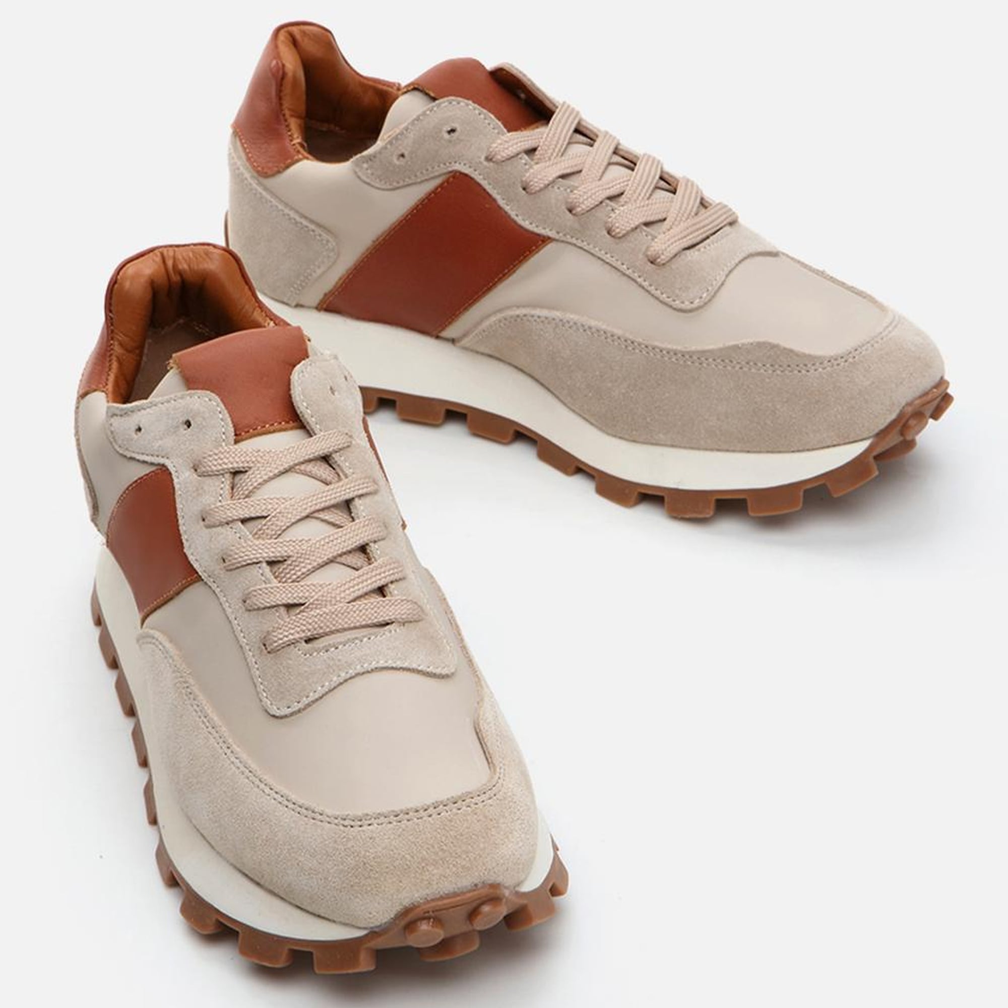 Erkek Deri Bej Spor Ayakkabı