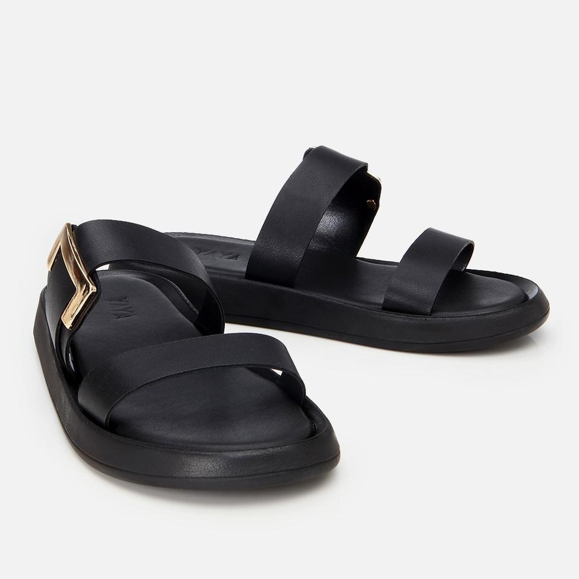 Kadın Siyah Yaya Tokalı Düz Terlik