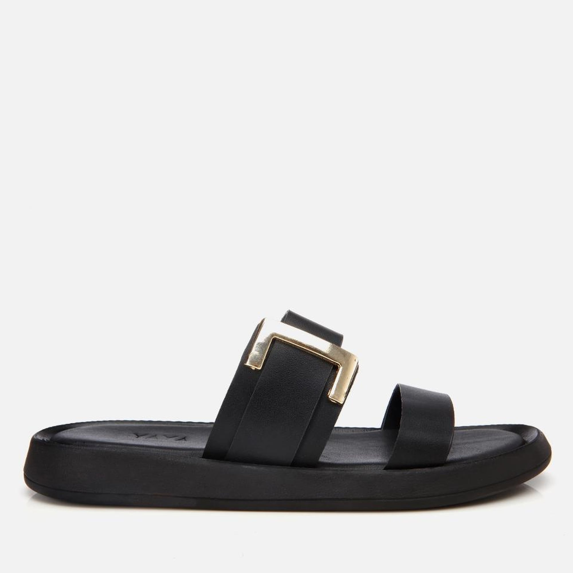 Kadın Siyah Yaya Tokalı Düz Terlik