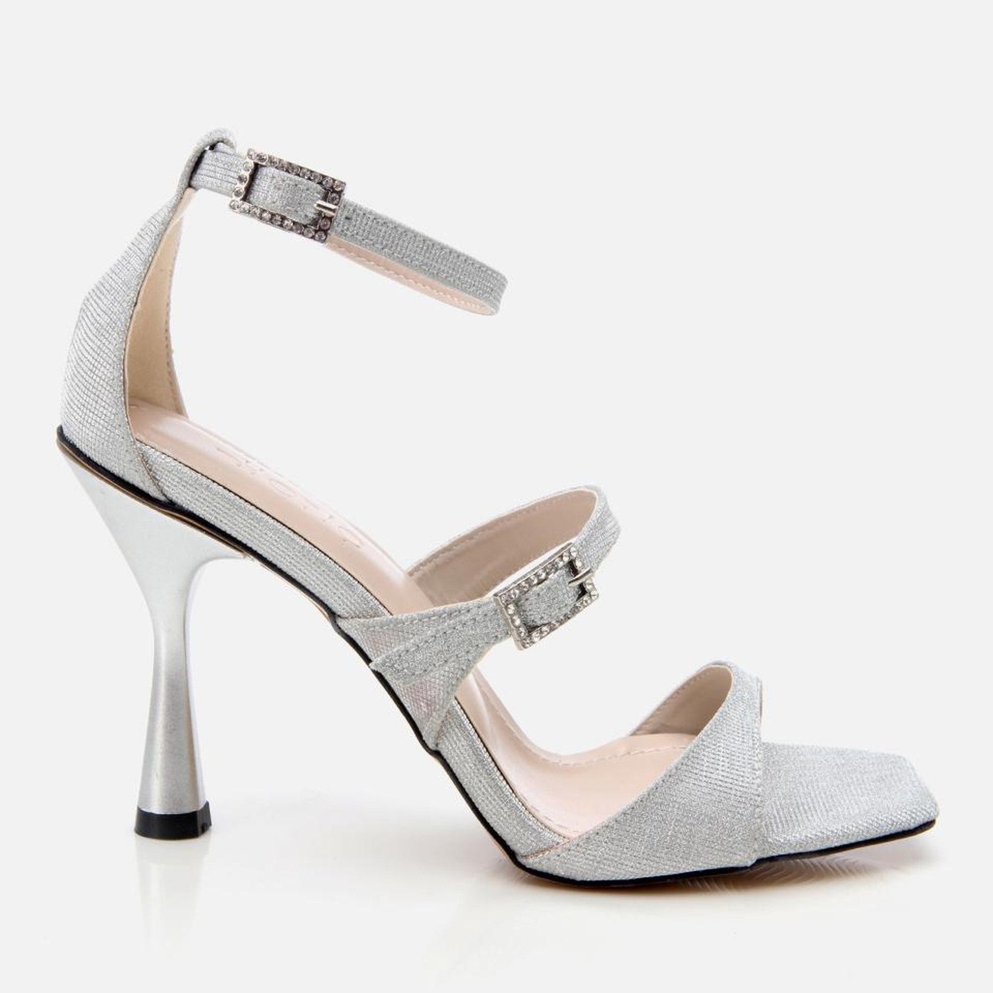 Kadın Lame Simli Topuklu Sandalet