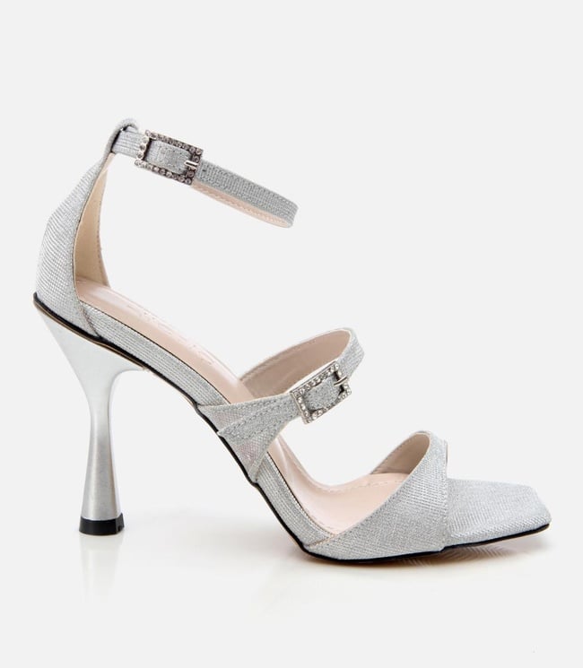  Kadın Lame Simli Topuklu Sandalet