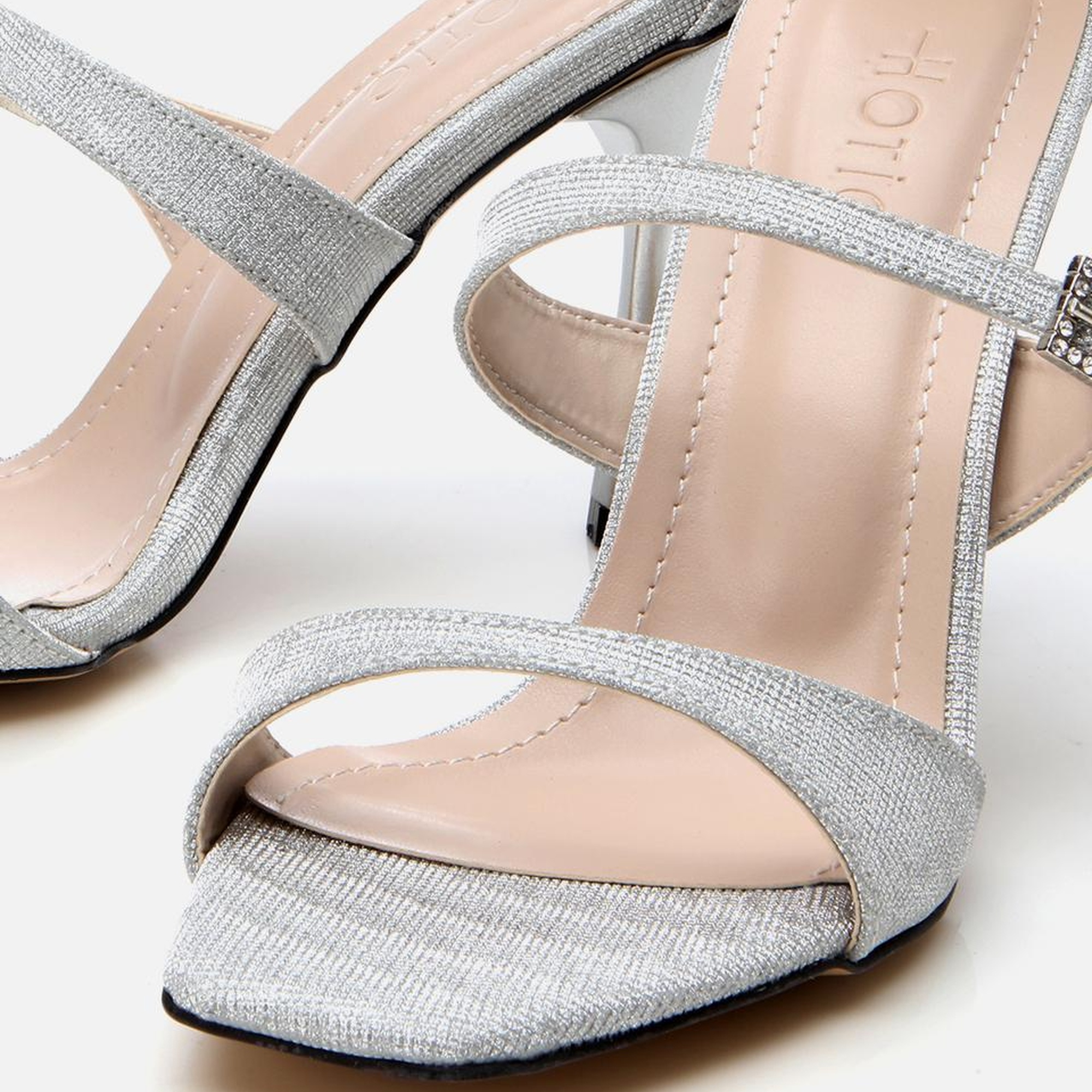 Kadın Lame Simli Topuklu Sandalet