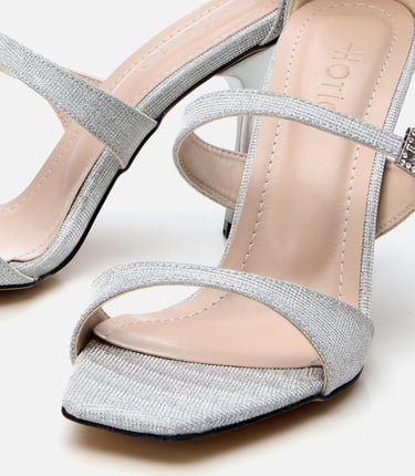  Kadın Lame Simli Topuklu Sandalet