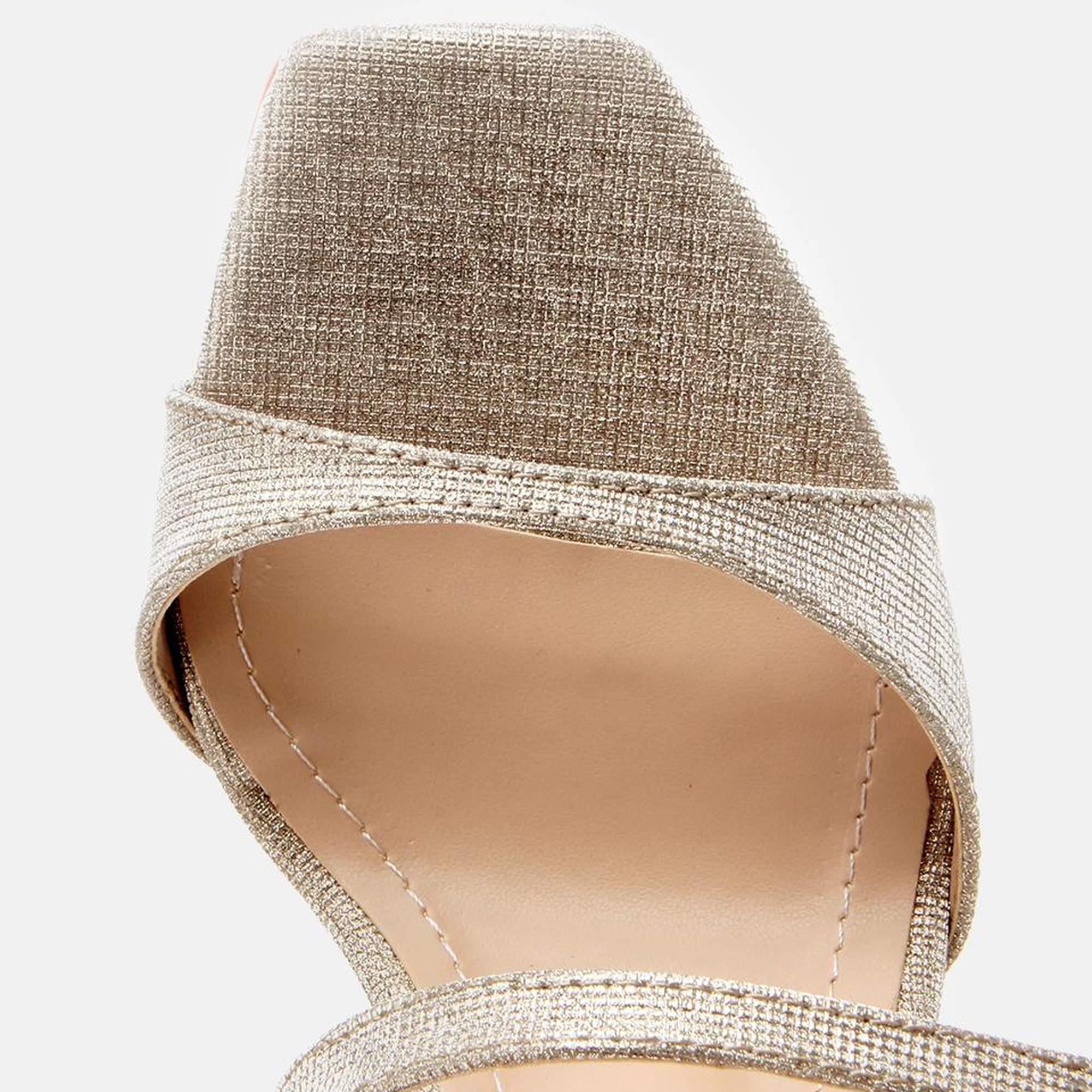 Kadın Gold Simli Abiye Topuklu Sandalet