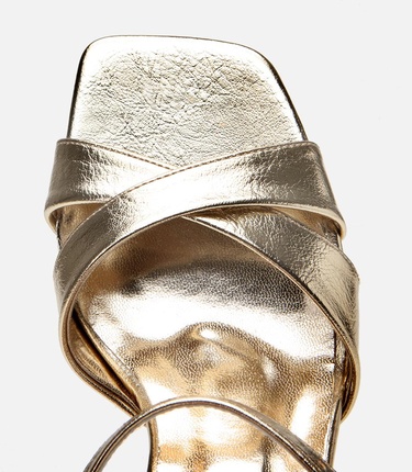  Kadın Gold Abiye Kalın Topuklu Sandalet