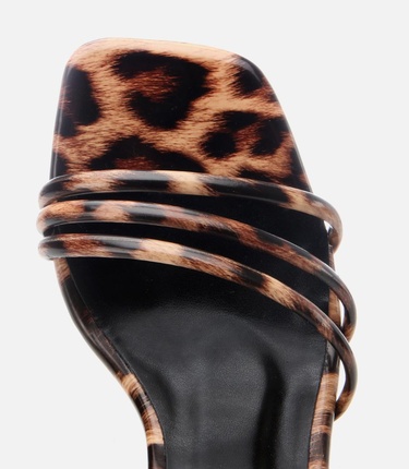  Kadın Taba Leopar Desenli Topuklu Sandalet