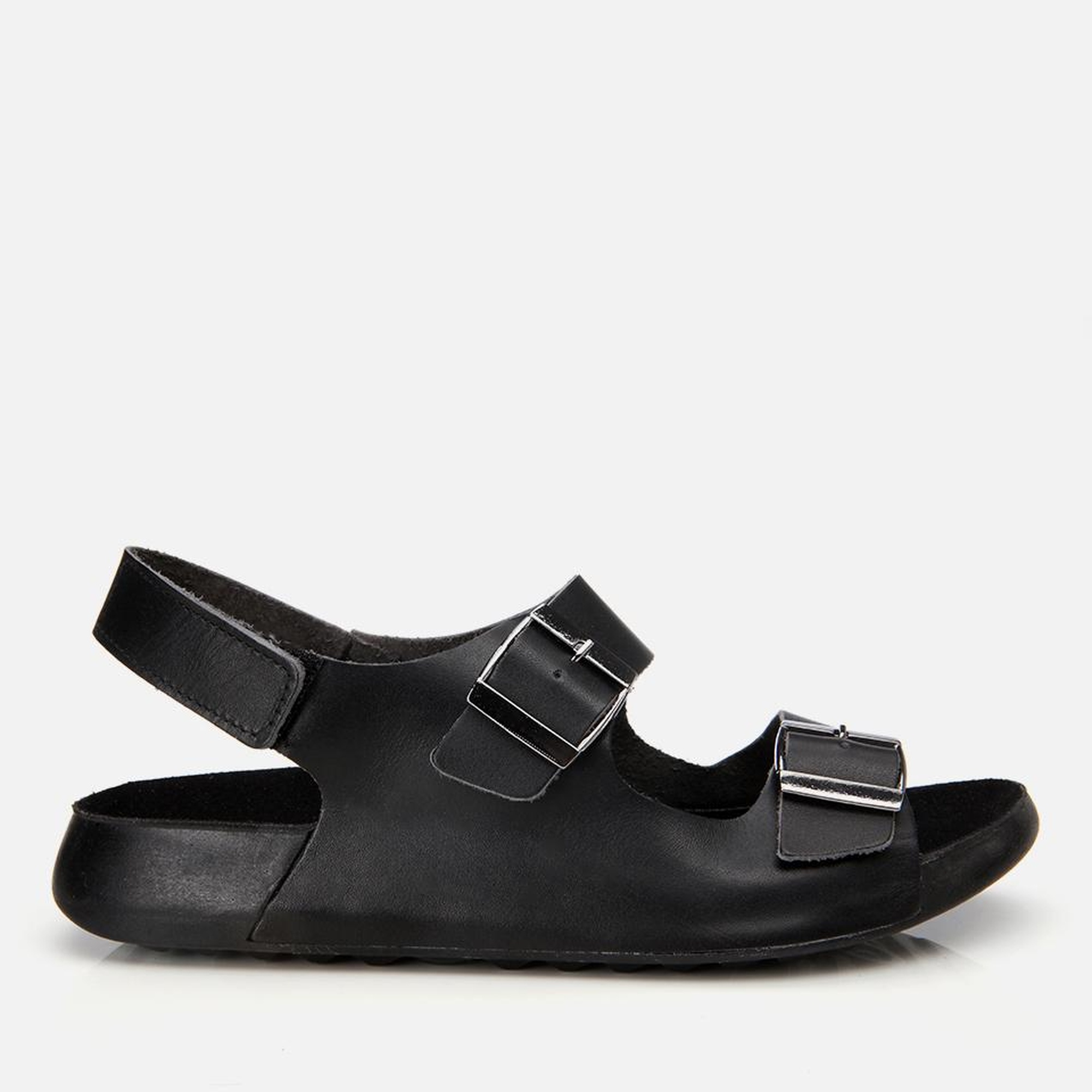 Kadın Deri Siyah Ayarlanabilir Dolgu Topuklu Sandalet