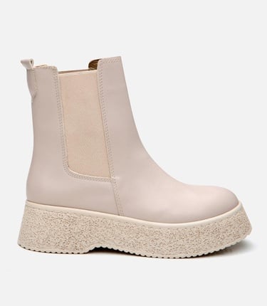  Kadın Bej Kalın Tabanlı Düz Bot