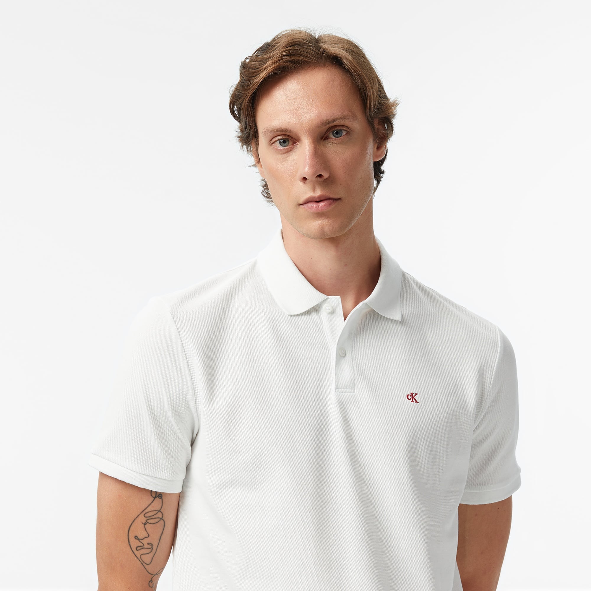 Calvin Klein Casual Pique Classic Erkek Beyaz Polo
