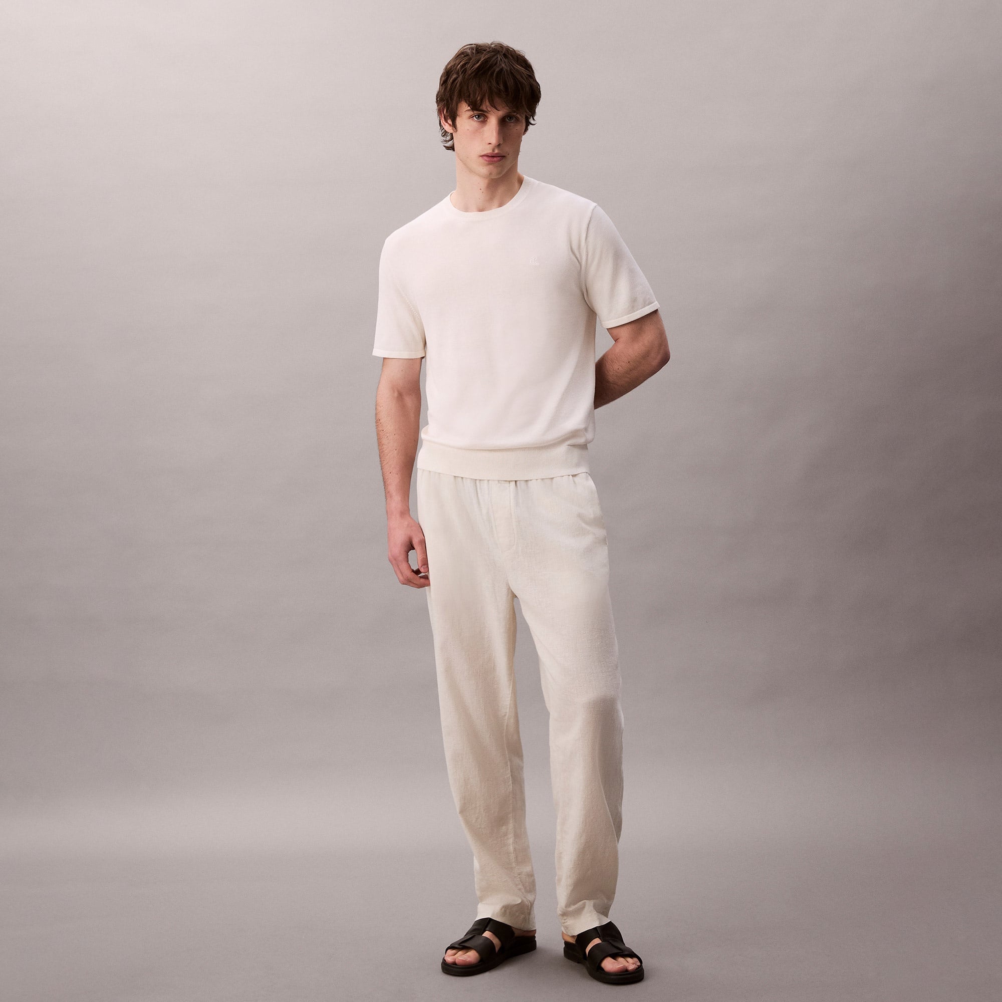 Calvin Klein Supima Erkek Beyaz Kazak