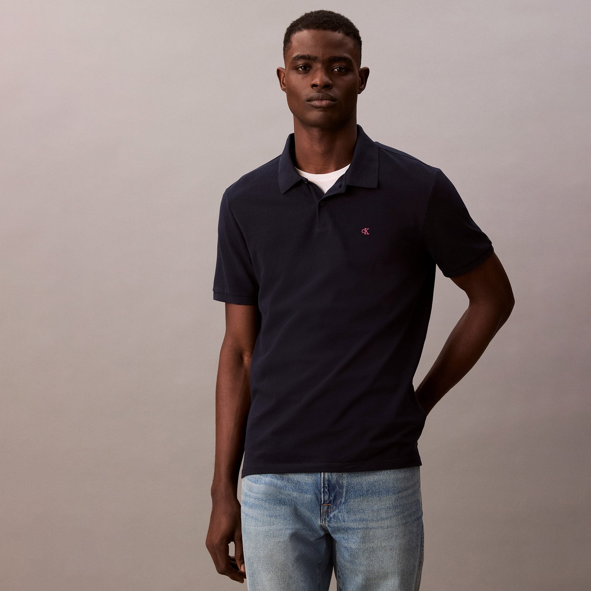 Calvin Klein Casual Pique Classic Erkek Mavi Polo