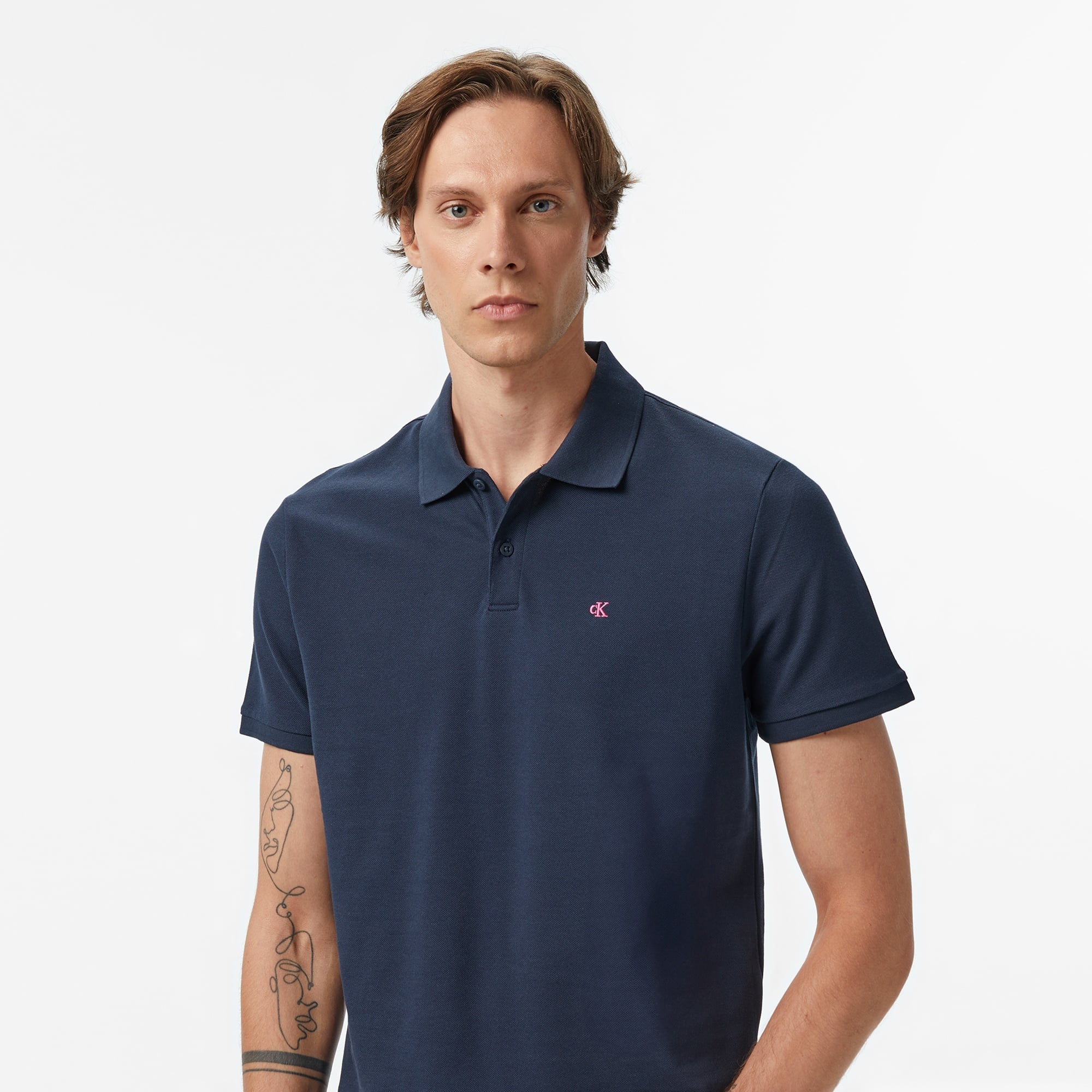 Calvin Klein Casual Pique Classic Erkek Mavi Polo