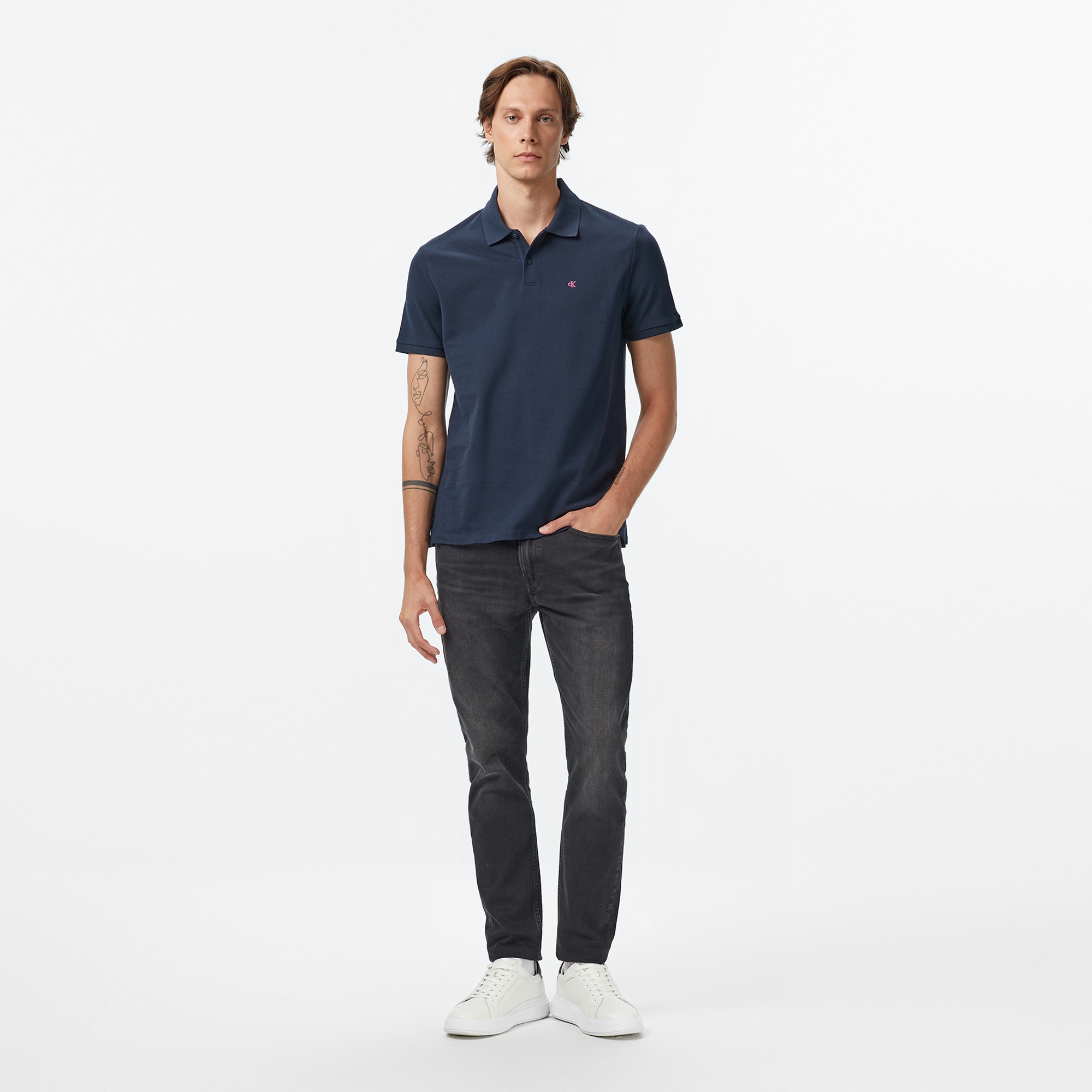 Calvin Klein Casual Pique Classic Erkek Mavi Polo