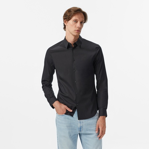  Calvin Klein Solid Slim Erkek Siyah Gömlek