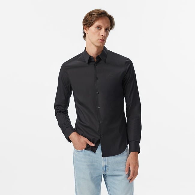  Calvin Klein Solid Slim Erkek Siyah Gömlek