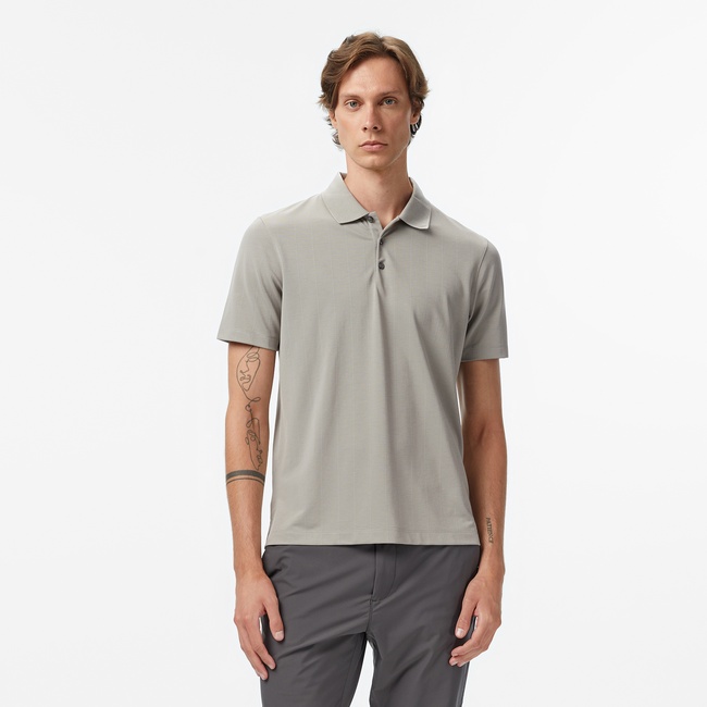  Calvin Klein Stripe Jacquard Erkek Gri Polo