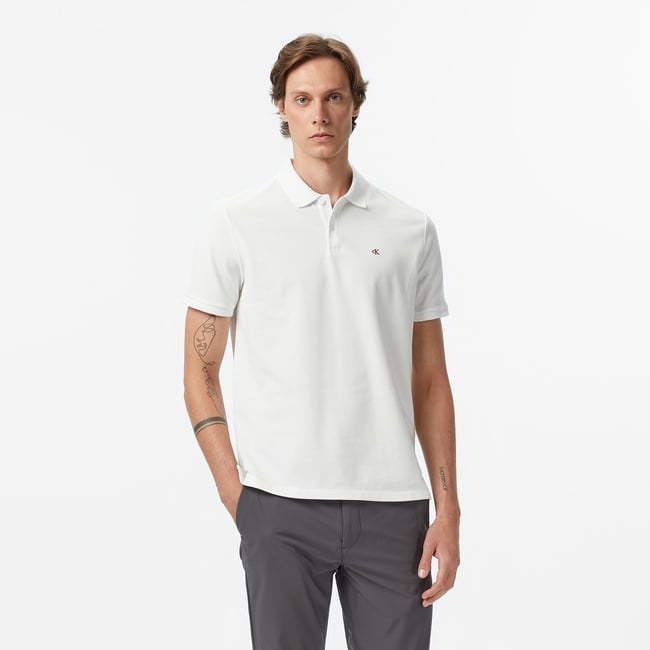  Calvin Klein Casual Pique Classic Erkek Beyaz Polo