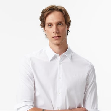  Calvin Klein Solid Slim Erkek Beyaz Gömlek